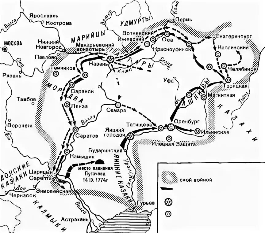 Карта восстание под предводительством пугачева 8 класс. Карта восстание Пугачева 1773-1775 гг ЕГЭ. Карта походов Емельяна Пугачева. Восстание Пугачева карта ЕГЭ. Пугачев поход карта.