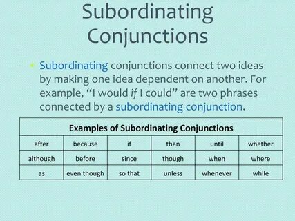 Subordinating conjunctions