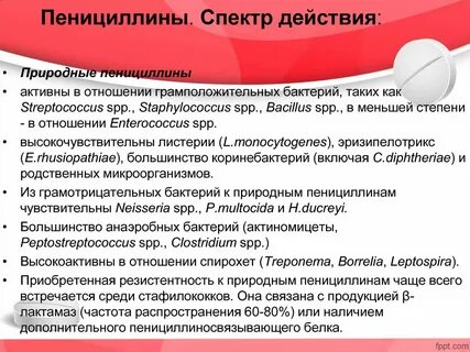 Спектр пенициллинов