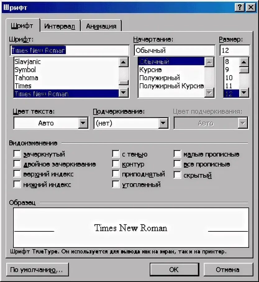 Шрифт times new roman в ворде. Times New Roman начертания.