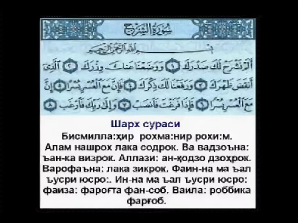 Сура шарх текст. Сура Алам Нашрах. Сура Аль Инширах. Алям зэшра лака Садрак. Алам Нашрах лака Садрак Сура текст.