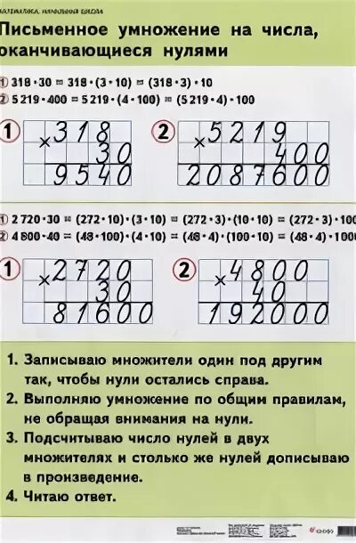 Презентация "Письменное умножение на числа, оканчивающиеся нулями" по математике