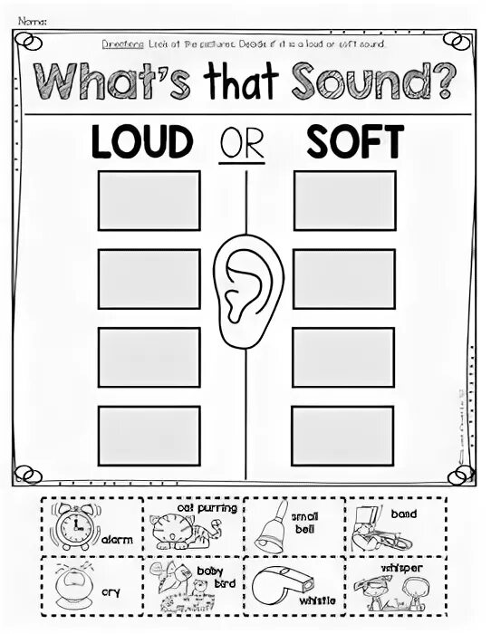 What that sound. Sound science worksheets. loud quiet worksheets. loud and soft sound. sense of sound worksheet.