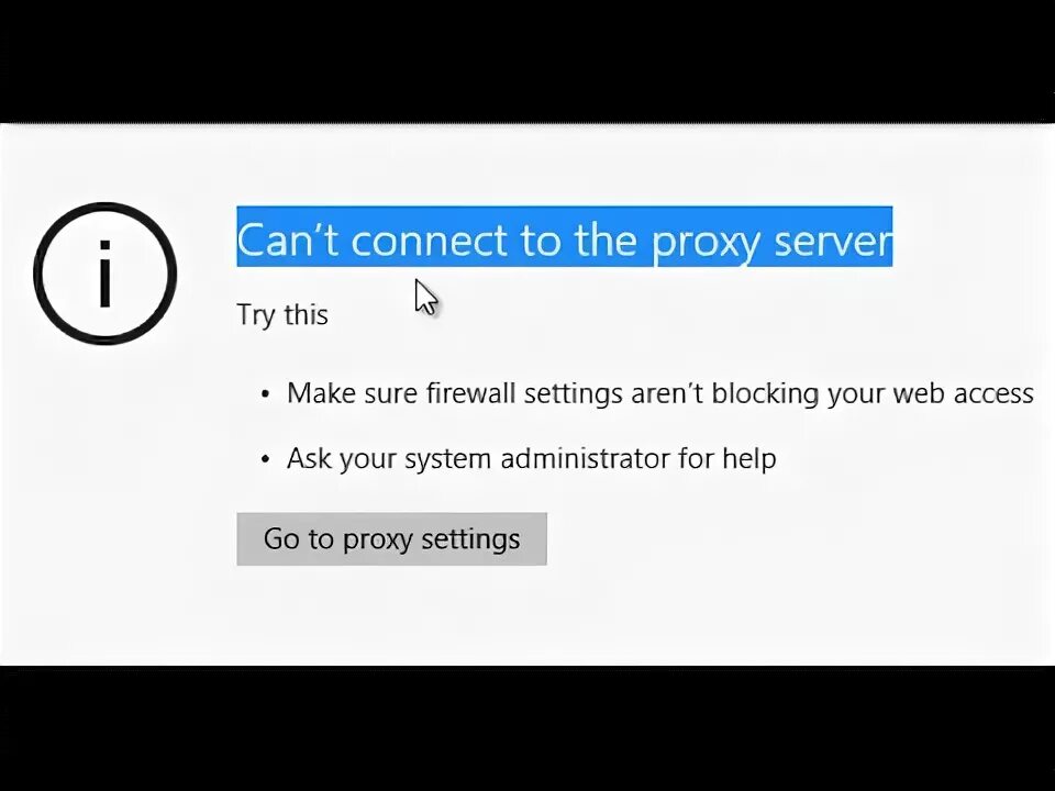 Unable to connect to proxy