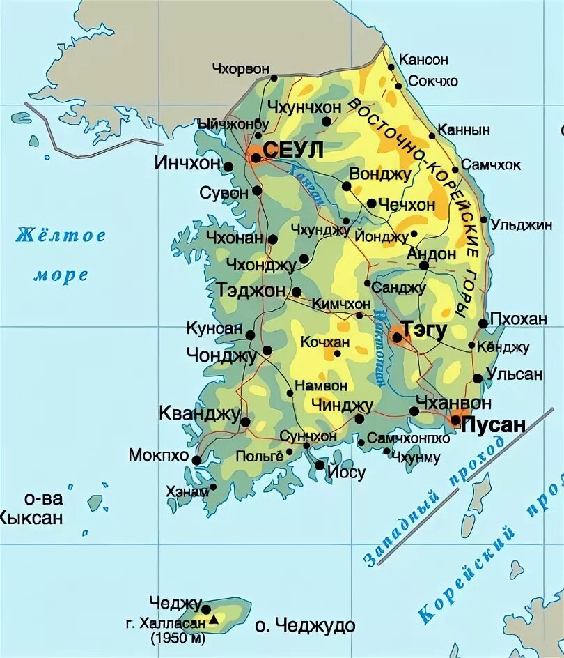 Южная корея географическое положение. Географическая карта Южной Кореи. Республика Корея карта с городами. Природные ресурсы Южной Кореи карта. Республика Корея на географической карте.