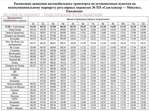 Сыктывкар микунь автобус расписание жд