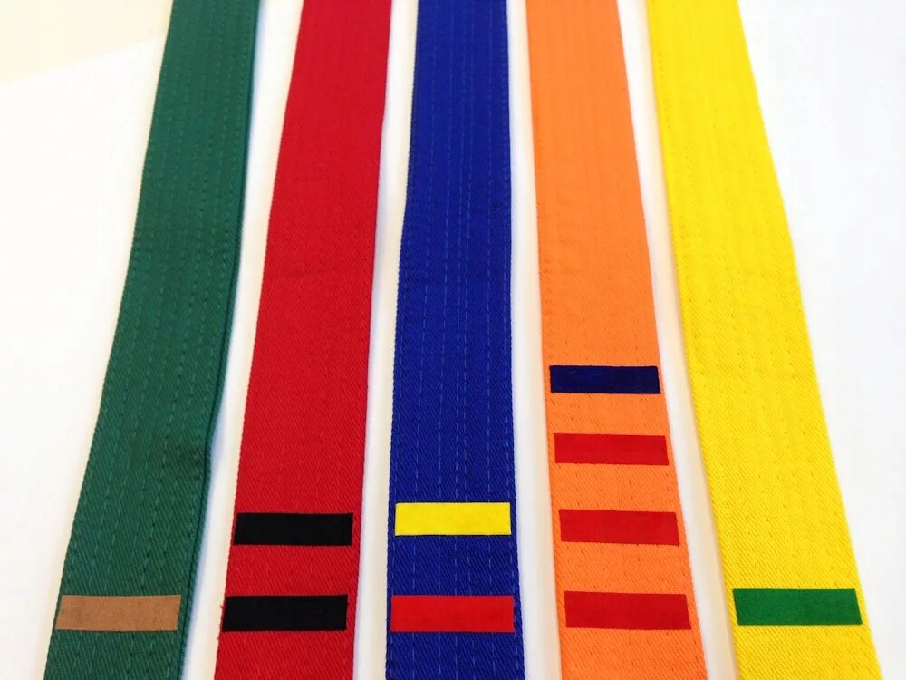 Нашивка на пояс. Белый пояс с полоской. Пояса в айкидо. Синяя полоска на поясе карате. Нашивка на пояс каратэ киокушинкай 9 кю.