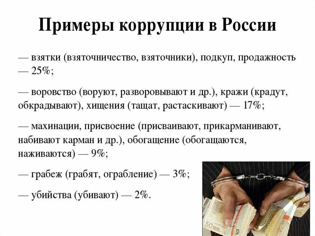 Примеры коррупции в россии