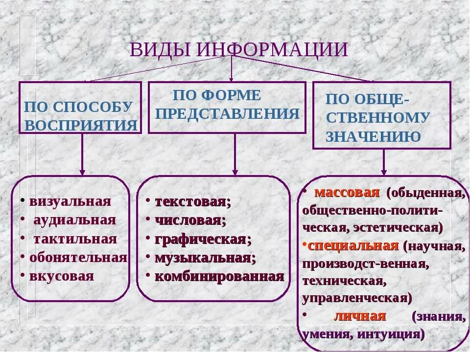 По способу информации бывает. Виды информации. Виды информации по способу. Информация по способу представления. Вид информации по способу восприятия и по форме представления.