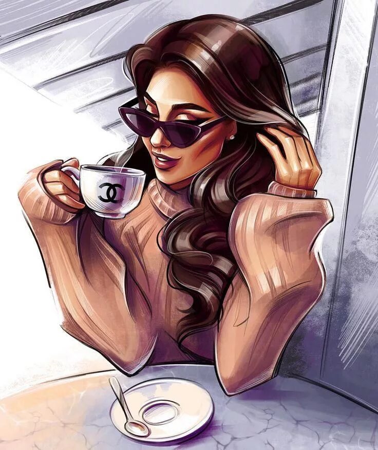 Стильные рисунки. Нарисованные девушки на аву. Модные иллюстрации. Красивые девушки мультяшные. Мультяшные девушки.