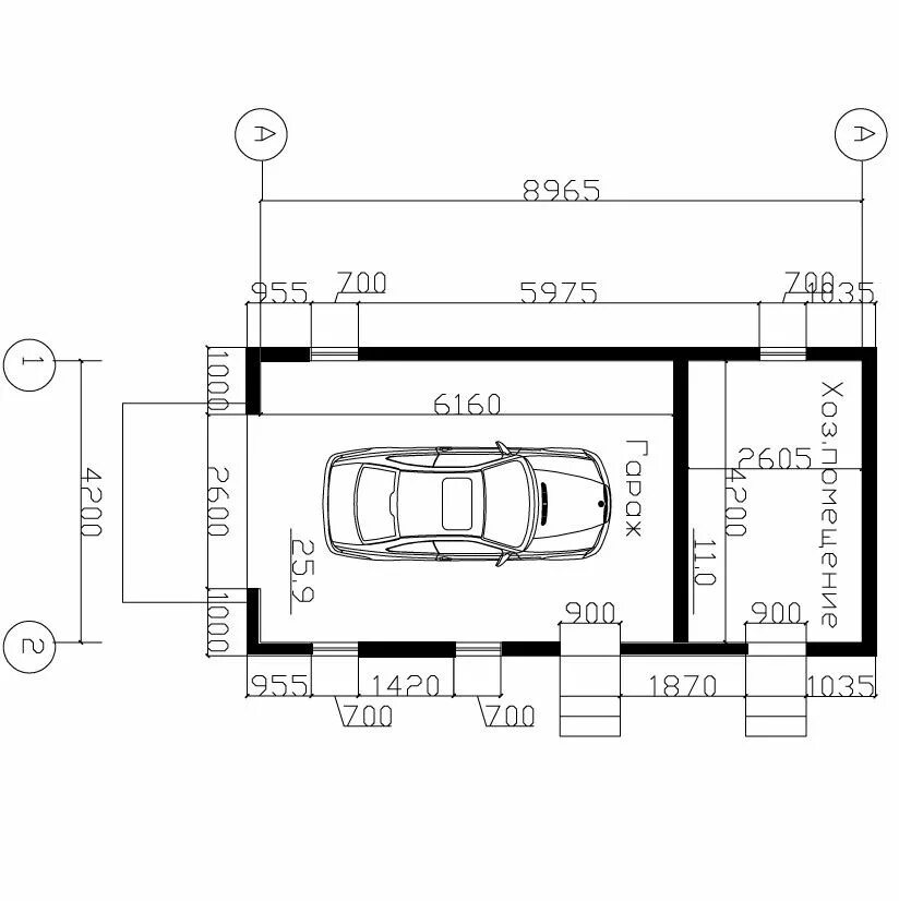 Схема чертежа гаража