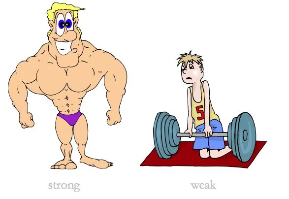 Strong weak. Слабый человек мультяшка. Слабый Clipart. Карточки strong weak.