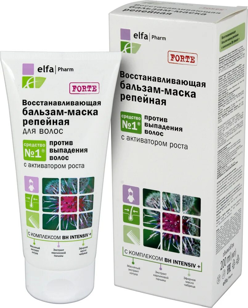 Маски против выпадения отзывы. Шампунь Elfa Pharm репейный. Elfa Pharm репейный бальзам маска. Эльфа бальзам маска восст. Репейная 200мл. Репейная маска бальзам для волос Elfa.