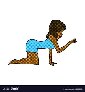 Comic cartoon woman on all fours vector image on VectorStock.