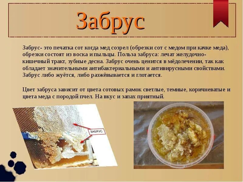 Соте польза и вред. Забрус польза. пчелопродукты забрус. пчелиный воск забрусный.
