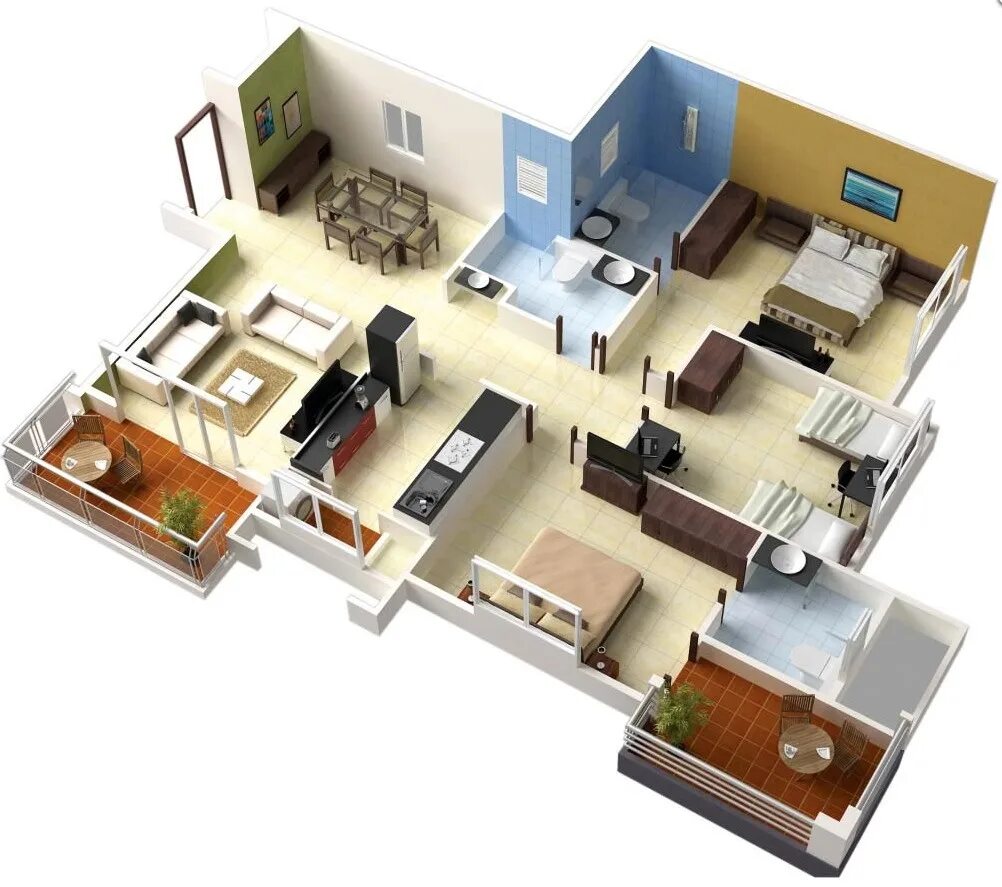 Two bedroom flat. Floorplan 3d бытовки. 3д планировка трешка. Планировка трехкомнатной квартиры в симс 4. Планировка комнат в симс 3.