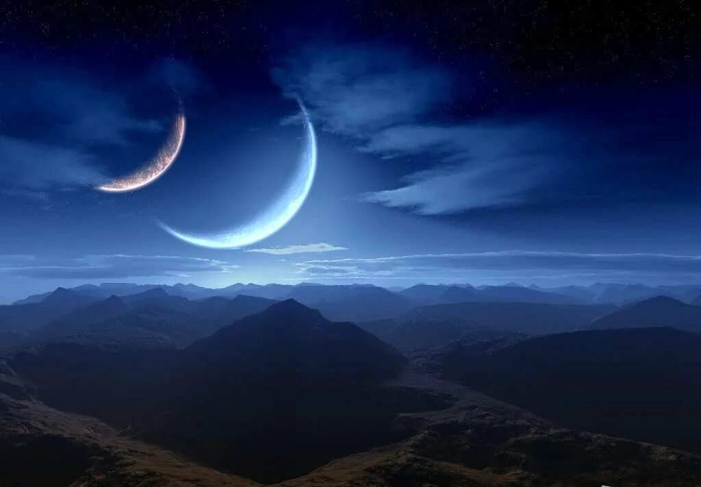 Окр мир ночью. Две Луны. Две Луны на небе. Лунное небо. Луна фото.
