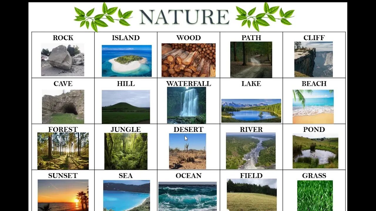 Natural english. Nature английский язык. Nature Vocabulary. Природа на английском. Landscape features лексика.