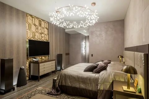 Люстры в современном интерьере спальни