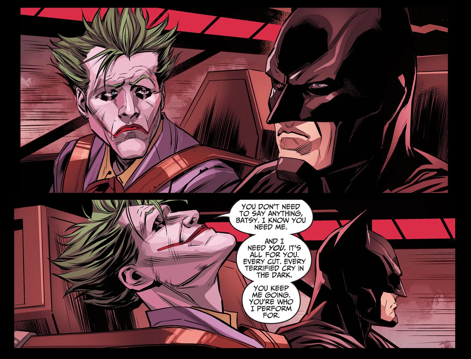 Batman kills. Джокер Инджастис комикс. Batjokes канон. Бэтмен Инджастис комикс.