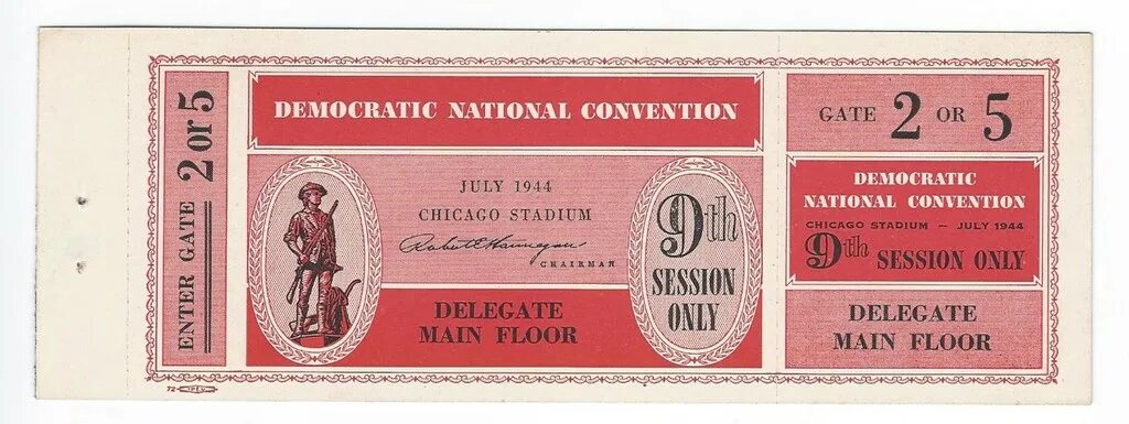 23 tickets. 1944 Democratic Convention Guest ticket. Chicago Convention.