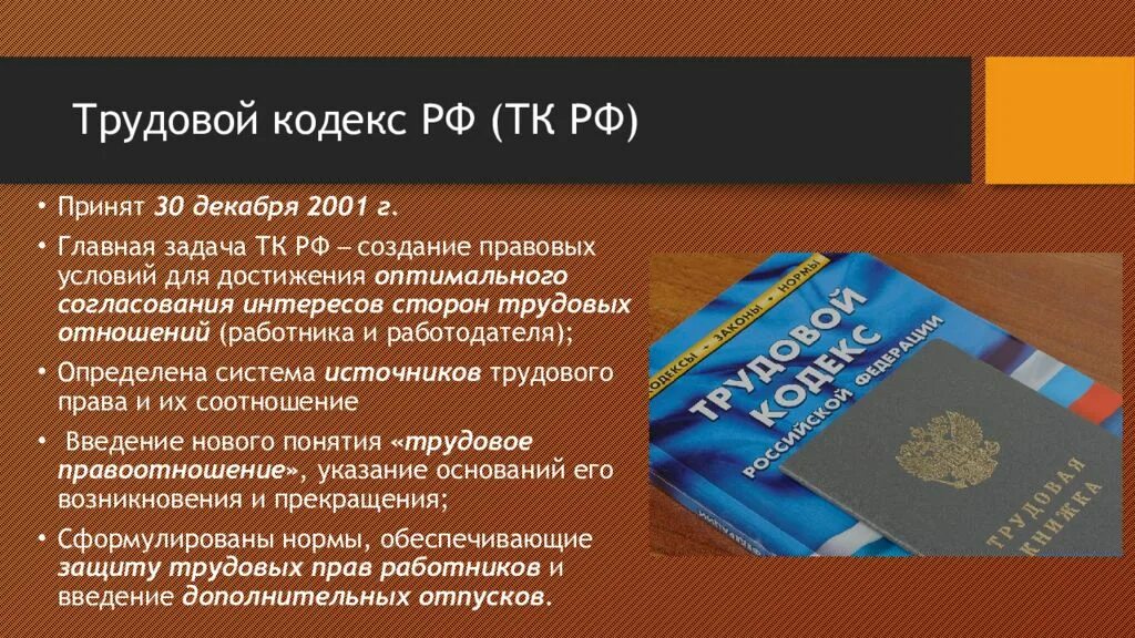 Трудовой кодекс рф сообщение. Трудовой кодекс. Трудовое законодательство РФ. ТК РФ. Трудовое право в современной России.