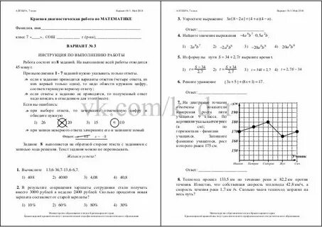 Диагностическая работа математика 11 класс профиль