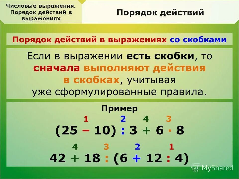 Правила порядка выполнения действий в математике 3 класс. Правило на порядок действий математика 3 класс. Порядок выполнения действий в выражениях со скобками. Порядок действий с 2 скобками. 2 плюс 3 в скобках 0