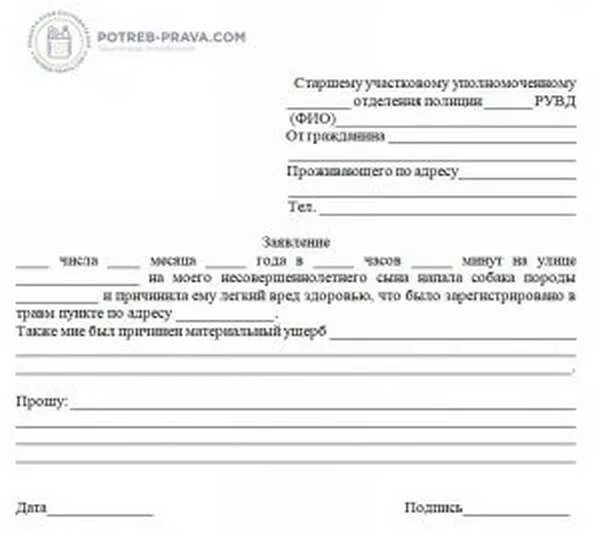 Заявление участковому на собаку соседей. Образец заявления о нападении в полицию. Заявление на собаку в полицию. Заявление в прокуратуру если ребенка укусили собаки. Образец заявления собака без намордника.