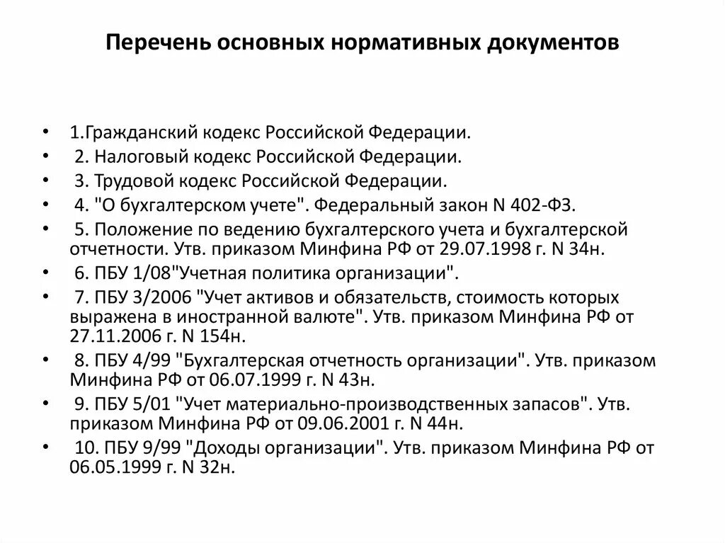 Основные нормативные документы производства. Перечень нормативной документации. Список нормативной документации. Перечень основных нормативных документов. Нормативные документы организации перечень.