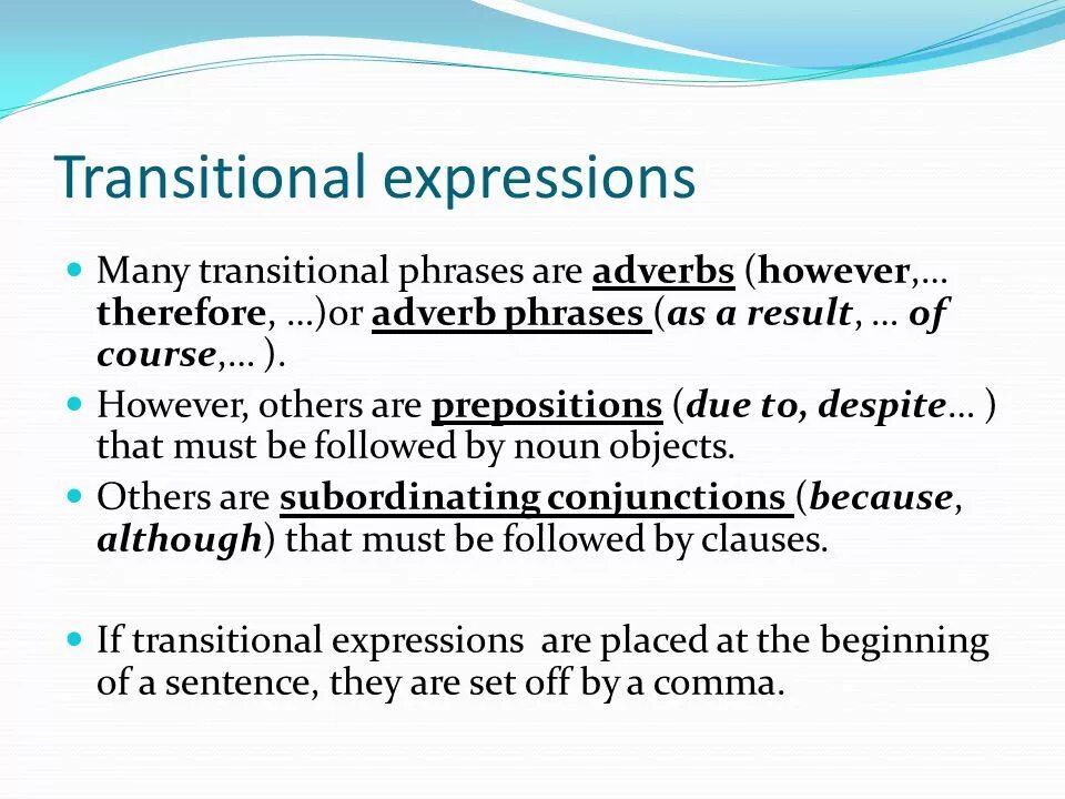 However therefore. Transitional sentence. Therefore comma. Transitional sentences in English. Parenthetic expressions.