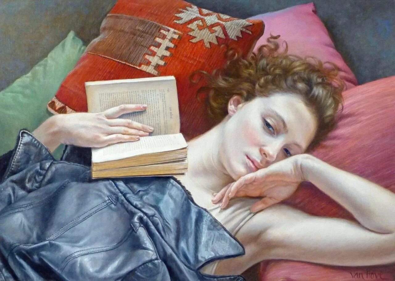 Читать книгу и спать. Художник Francine van hove. Художник Франсин Ван Хоув картины. _ Художница Francine van hove.1942. Франсин Ван Хоув (род.1942), французская художница. Пастель..