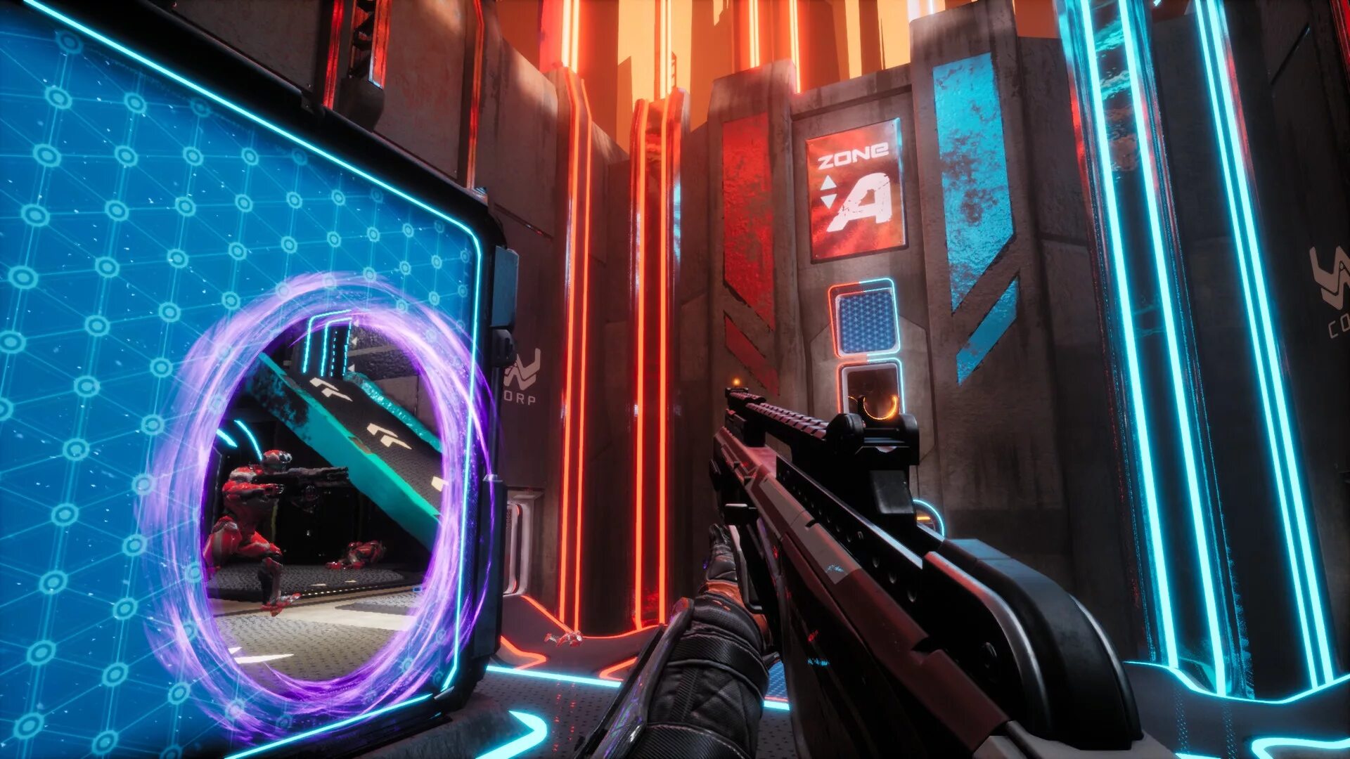 Сплит gate. Splitgate arena. splitage arena warfare. splitgate игра. неоновый шутер.