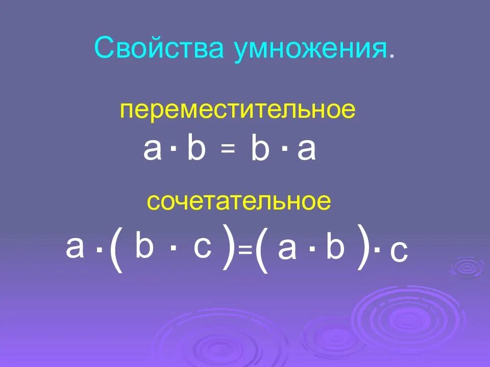 Переместительное и сочетательное свойства умножения рациональных чисел. Переместительное и сочетательное свойства умножения рациональных чисел