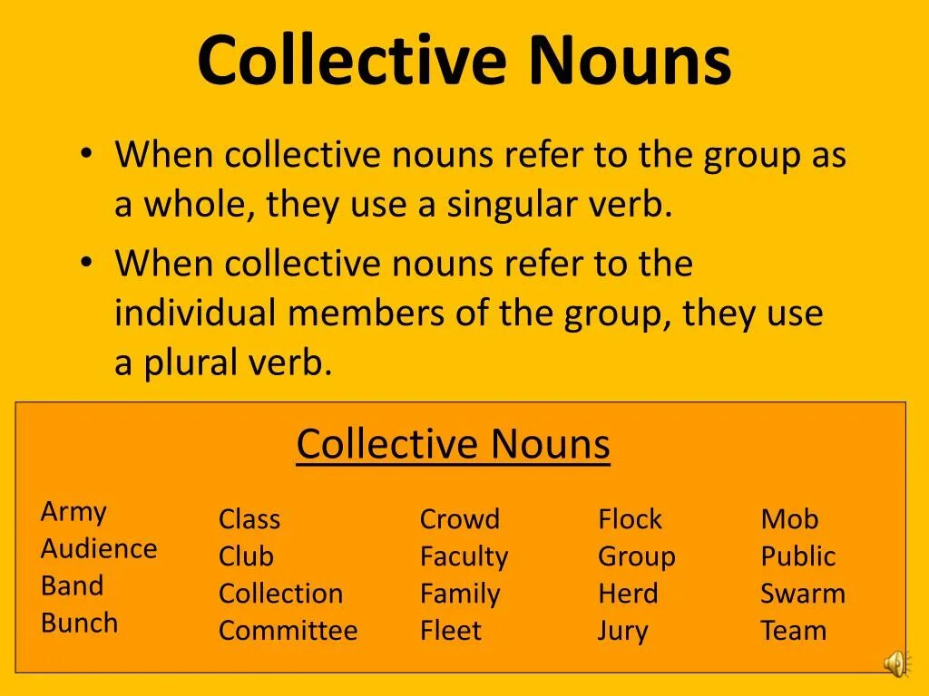 Collective pronoun. Collective pronouns в английском языке. Collective Nouns презентация. Collective Nouns в английском языке.