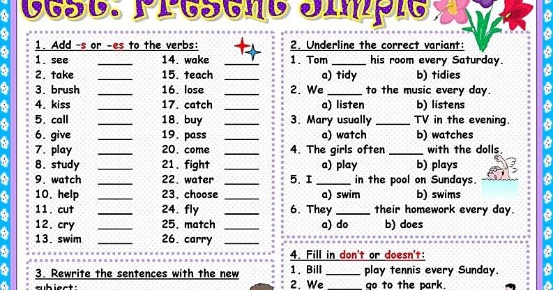 Уроки английского языка тесты. Тесты по английскому языку на тему present simple. Present simple тест. Present simple упражнения. Present simple задания.