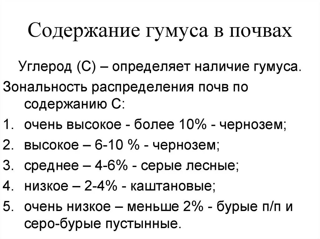 Наибольшее содержание гумуса в почве