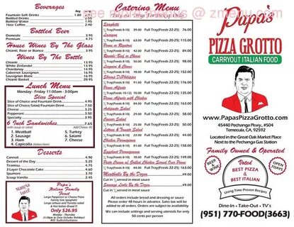 Меню papa's