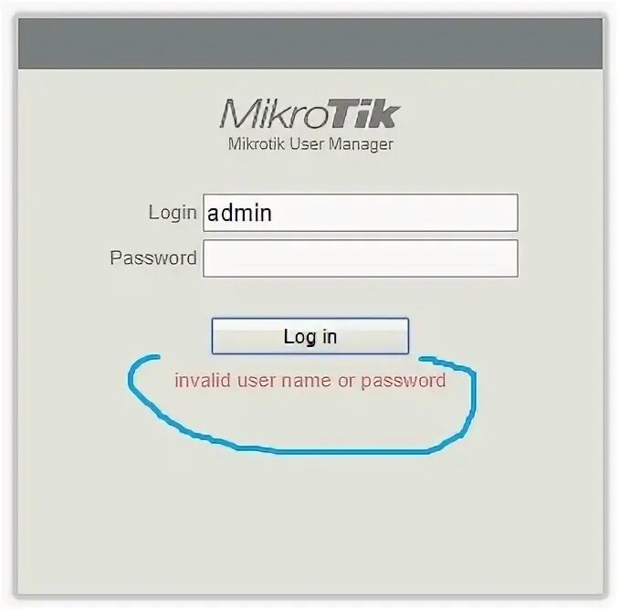 Invalid user or password