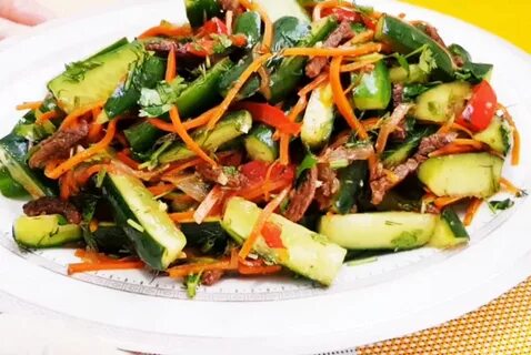 Огурцы с мясом по корейски