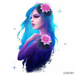 Нарисованная синия девушка
