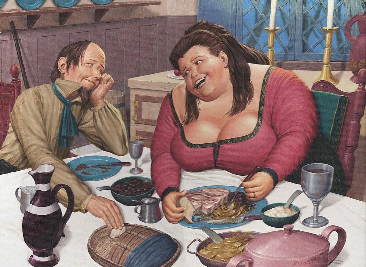 Бери сколько хочешь. Карикатуры про толстых девушек. Толстушка с едой. Прикольные картины. Иллюстрации для взрослых.
