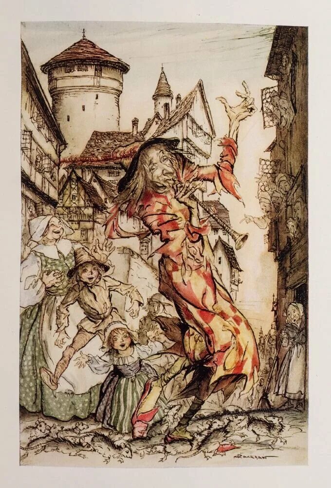 Читать крысолов 1. Крысолов Piper. Arthur Rackham (1867−1939). Arthur Rackham (1934), иллюстрации.