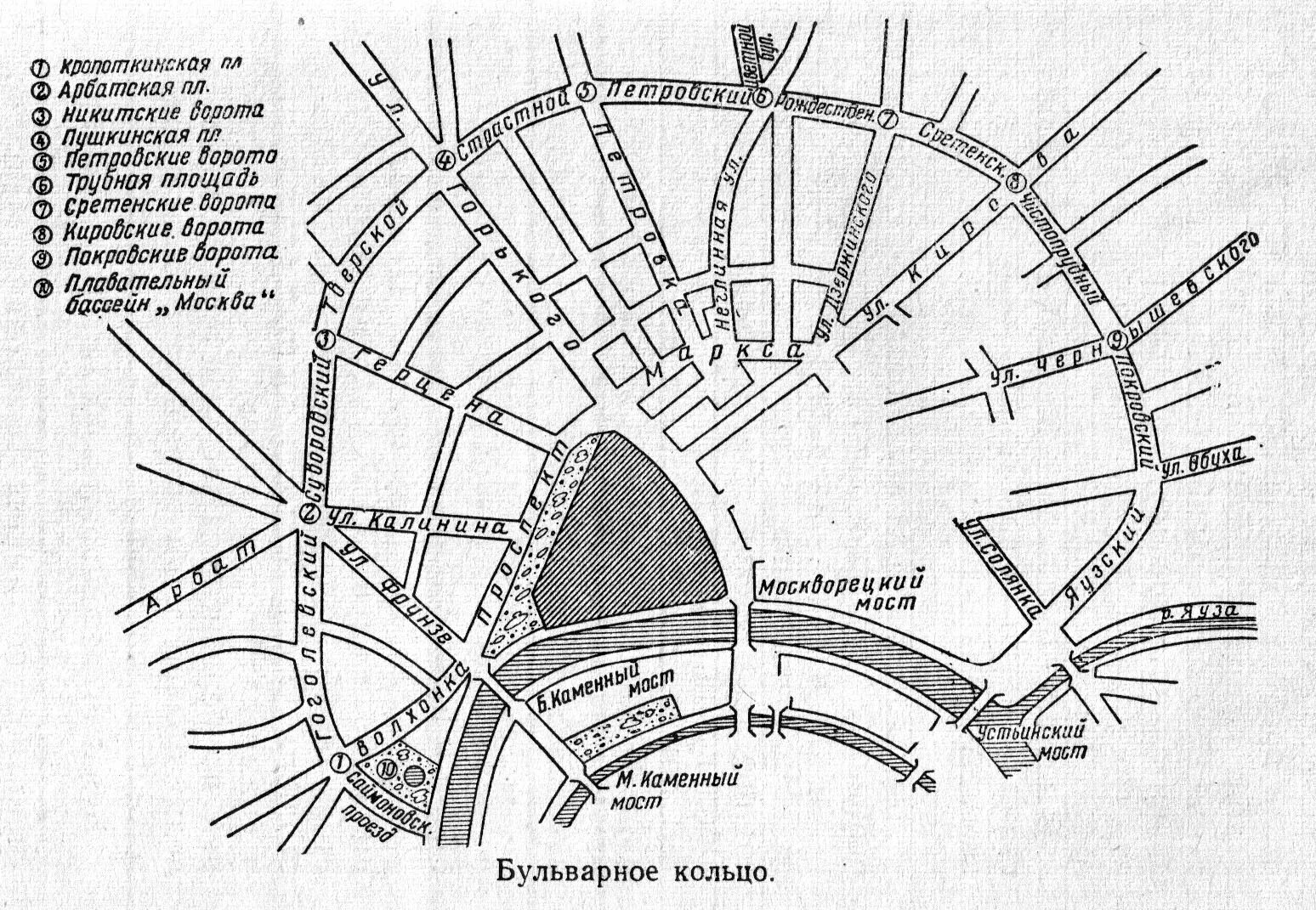 Длина бульварного кольца. Белый город Бульварное кольцо. Бульварное кольцо структура автомагистралей. Бульварное кольцо Москвы схема. Схема Китайгородской стены.