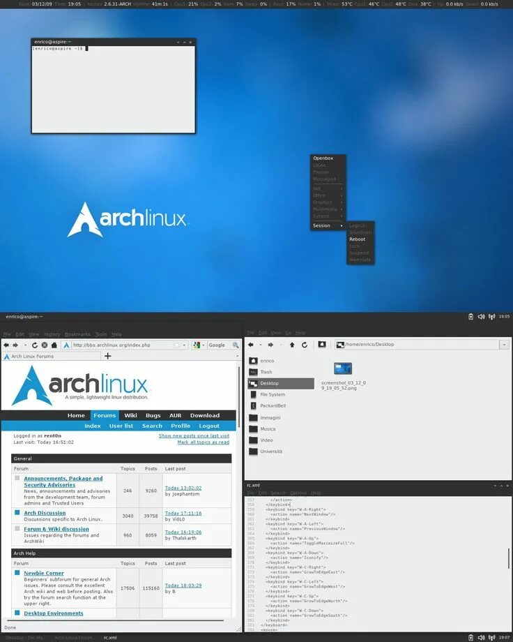 Cpu arch. Арч линукс. arch openbox. archlinux openbox. openbox linux.