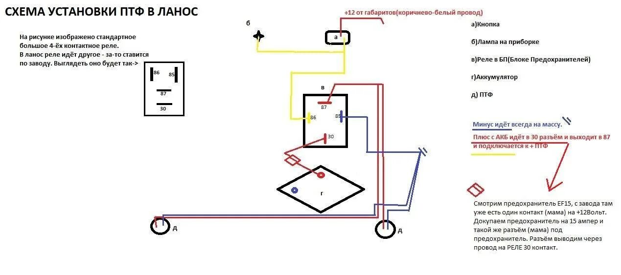 Птф 1 схема. Схема подключения птф ланос 1.5. схема подключения птф через реле на ланос. схема подключения противотуманок ланос. схема подключения противотуманных фар ланос.