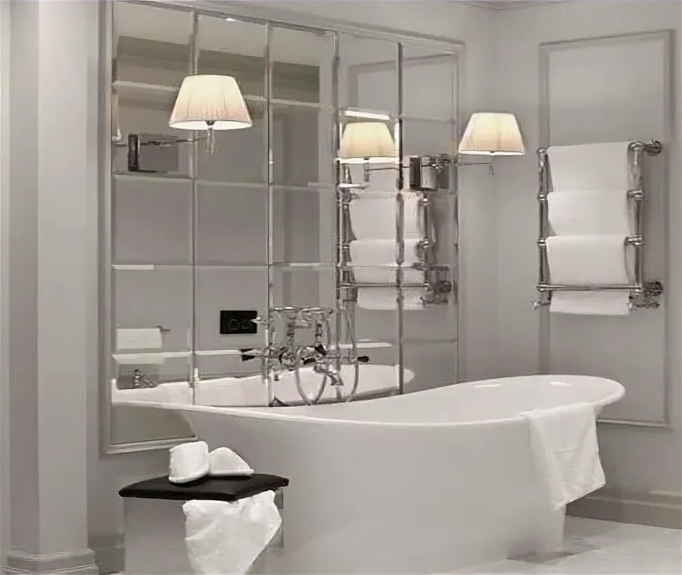 Hanging Artwork Over a Mirrored Wall Interior wall design, Elegant bathroom, Dec
