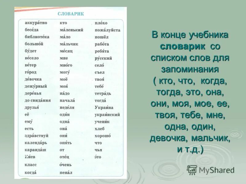 30 слов 1 класс. Слова для запоминания. Набор слов для запоминания. Список слов. Словарь слов.