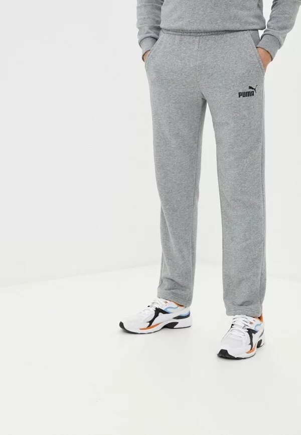 Серые спортивки. Штаны Puma Essentials Sweat Pants. Брюки мужские Puma Essentials. Трико Пума мужские серые. Штаны Пума мужские Pants серые.