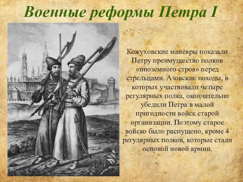 Военная реформа петра великого. Военные реформы армии Петра 1. Армейская реформа Петра 1. Кожуховские маневры Петра 1. Военная реформа Петра 1 до 1717 года.